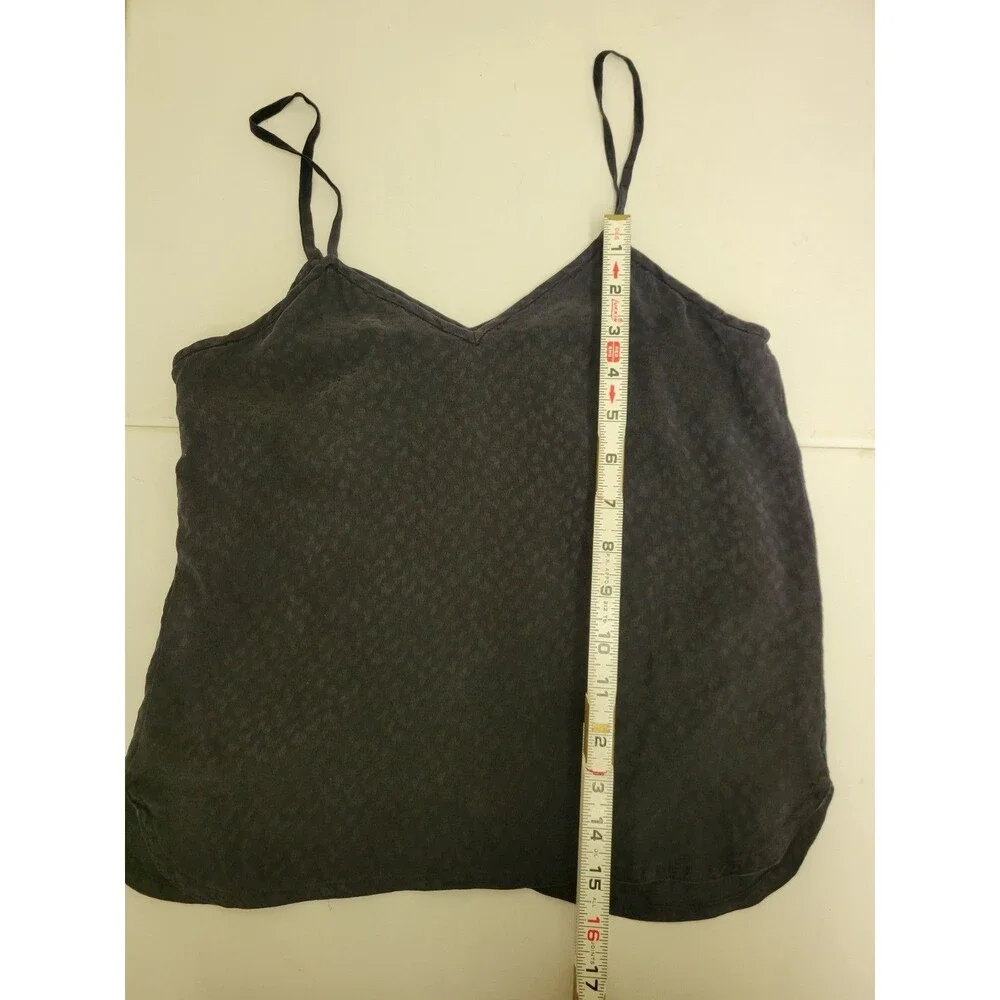 Women’s Black Solid Silk Adjustable Spaghetti Strap Camisole Tank Top, Size S
